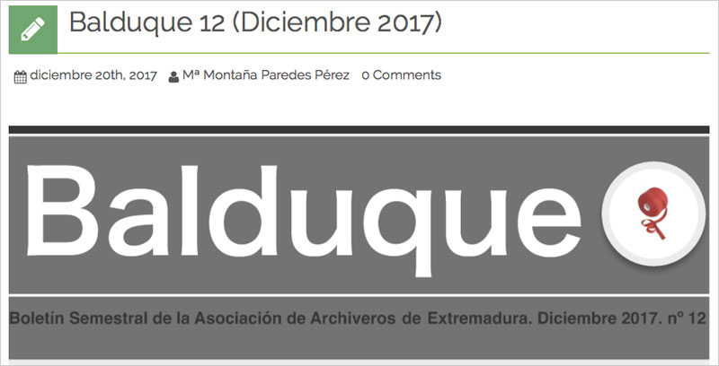 Balduque. Cabecera del boletín