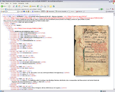 Manuscrito digitalizado junto al esquema METS que reúne todos sus parámetros.