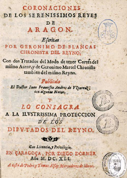 Portada. Coronaciones de los Serenissimos Reyes de Aragón 