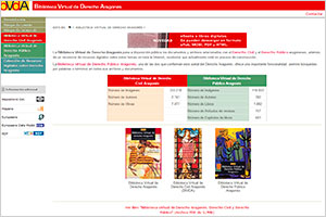 Pantalla de inicio de la Biblioteca Digital de Derecho Aragonés