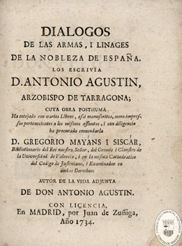 Portada. Dialogos de las armas, i linages de la nobleza de España