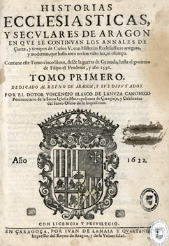 Portada. Historias eclesiasticas y seculares de Aragon