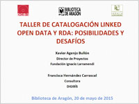 Portada del PPT Taller de catalogación Linked Open Data y RDA: posibilidades y desafíos. Segunda parte